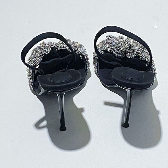 Alexander Wang Julie Scrunchie Embellished Slingback High Heel Sandals size 38 - Picture 11 of 16
